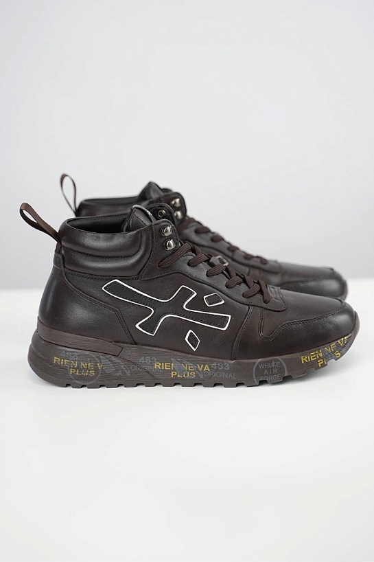 Кожаные кроссовки с мехом Premiata high-top - Brown