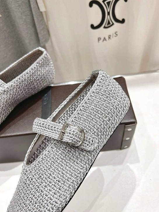 Женские плетёные балетки ALaia Premium - Grey