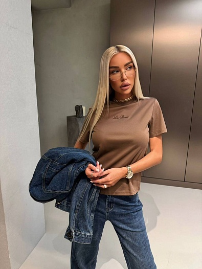 Женская базовая футболка Loro Piana premium - Brown   