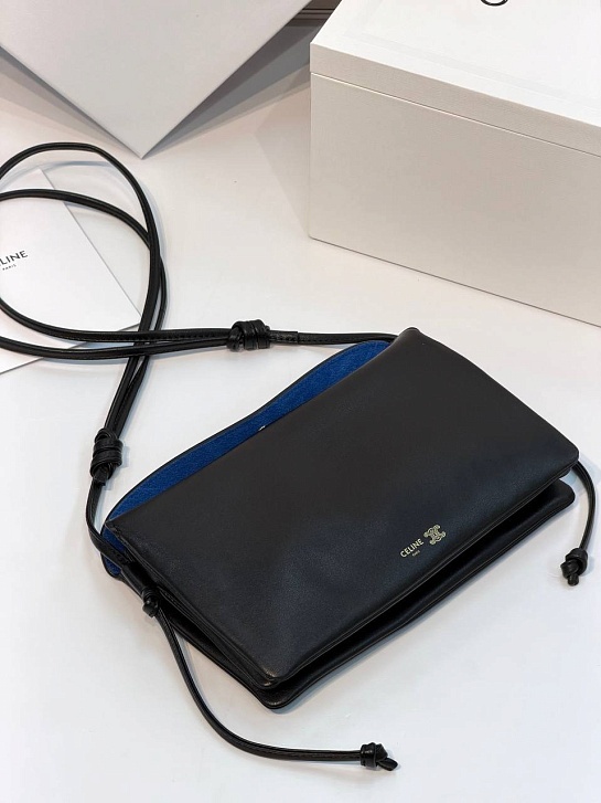 Кожаная сумка Celine Trio Flap premium 22.5x13x3.5 см