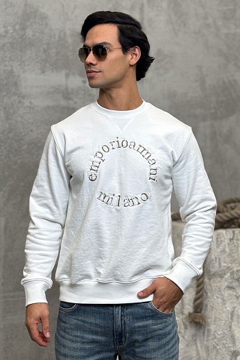 Белый свитшот Emporio Armani logo embroidery   