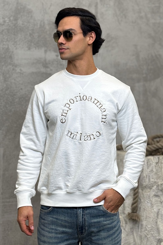 Белый свитшот Emporio Armani logo embroidery