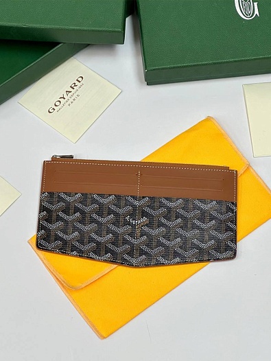 Кожаный кошелек Goyard Insert Louise Premium 21x11см - Brown   