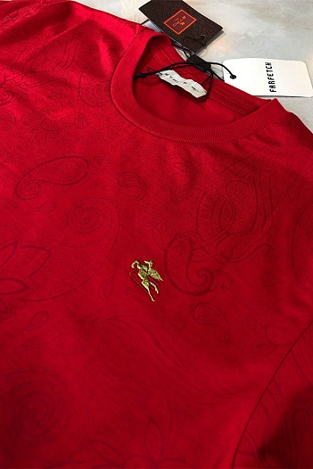 Красная мужская футболка Etro embroidered-logo   