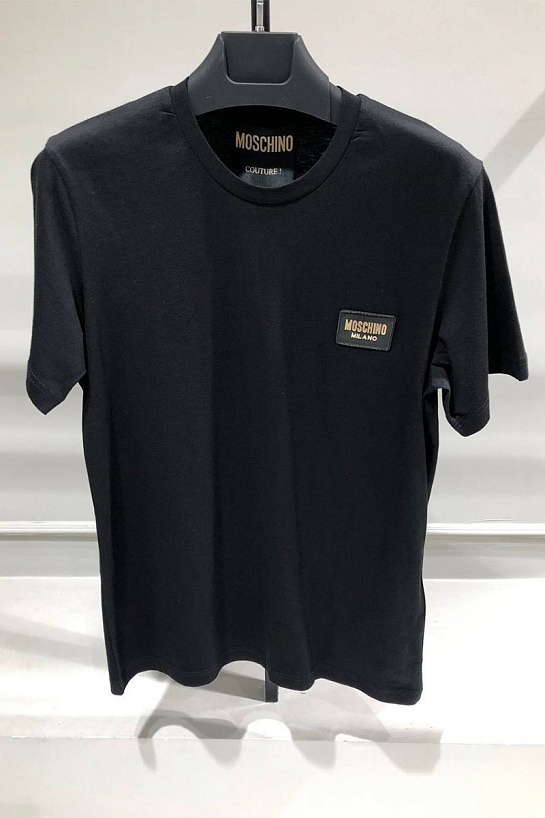 Мужская чёрная футболка Moschino logo-patch