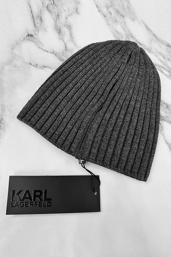 Мужская шапка серого цвета Karl Lagerfeld logo-patch