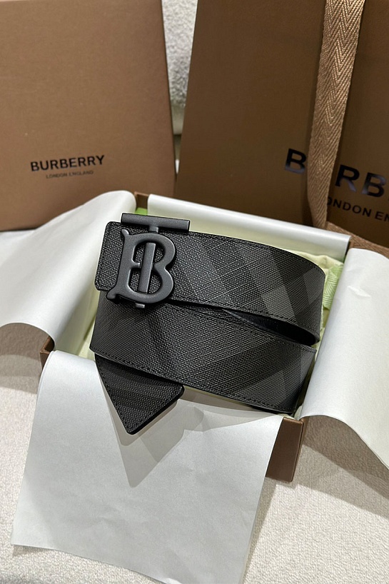 Кожаный ремень Burberry Check TB premium