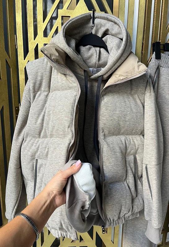 Женский серый костюм тройка Brunello Cucinelli