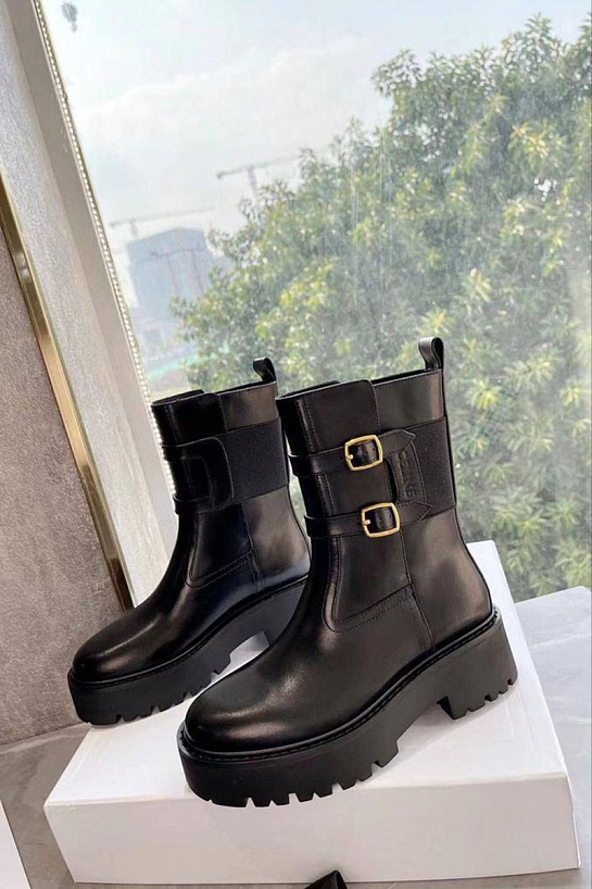 Женские чёрные кожаные ботинки Celine