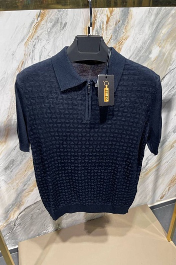 Мужское поло тёмно-синего цвета Zilli zip neck   