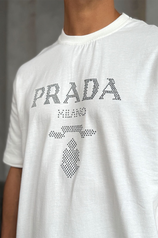 Мужская белая футболка Prada
