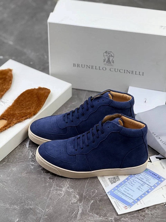 Замшевые кроссовки с меховой стелькой Brunello Cucinelli