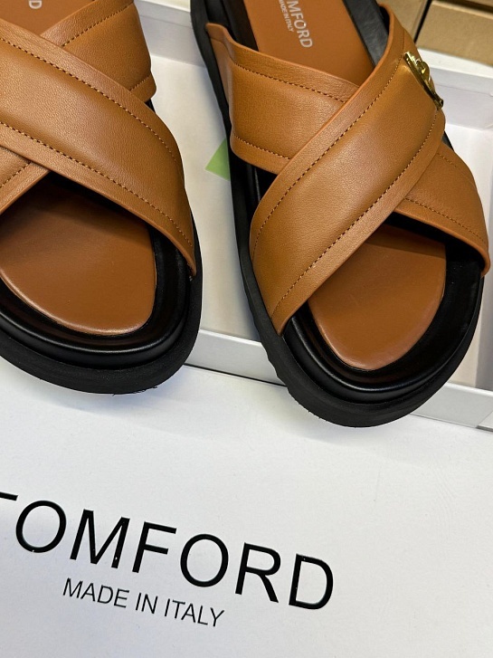 Кожаные шлёпанцы Tom Ford Preston - Brown