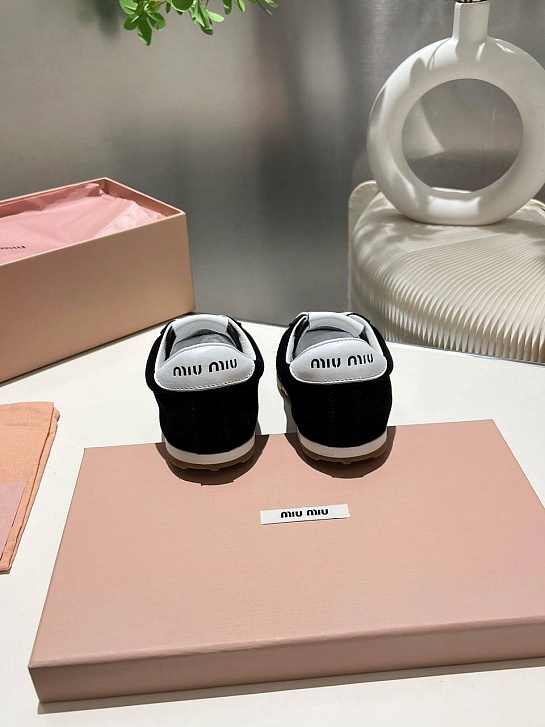 Женские замшевые кроссовки MIU MIU Premium - Black
