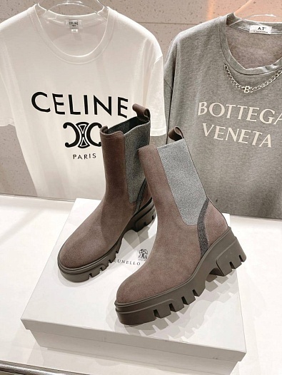 Женские замшевые ботинки Brunello Cucinelli Premium - Brown   