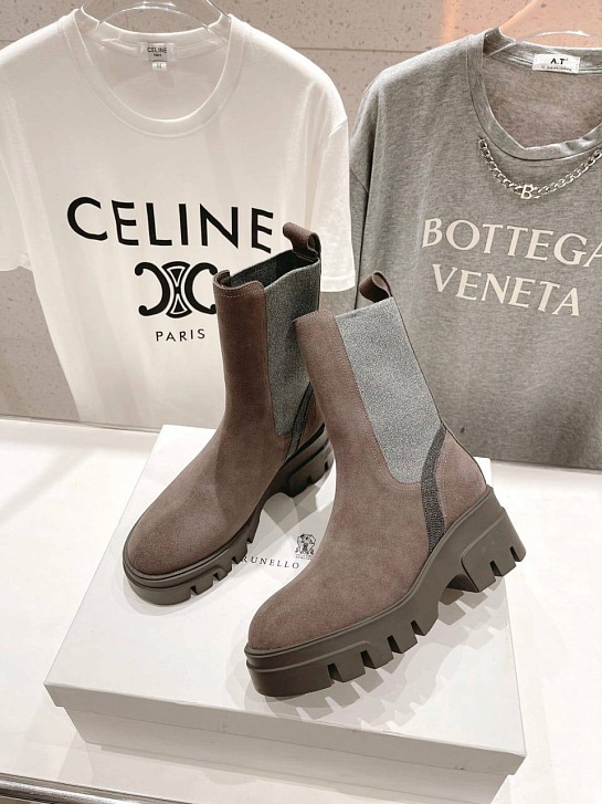 Женские замшевые ботинки Brunello Cucinelli Premium - Brown