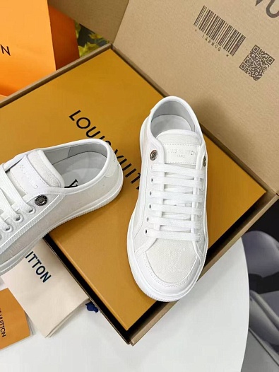 Женские комбинированные кеды Louis Vuitton Premium - White   