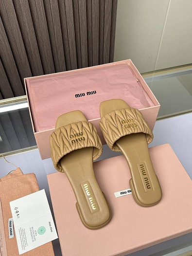 Женские шлёпанцы MIU MIU Premium - Beige   