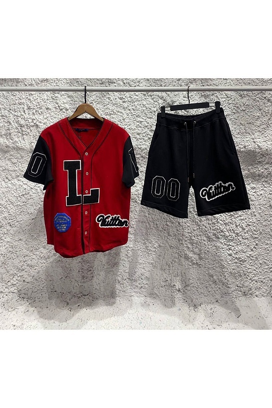 Мужская брендовая кофта Louis Vuitton Dreaming Baseball patches - Red