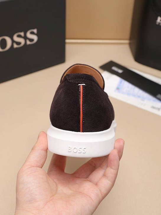 Замшевые лоферы Hugo Boss embossed logo - Brown