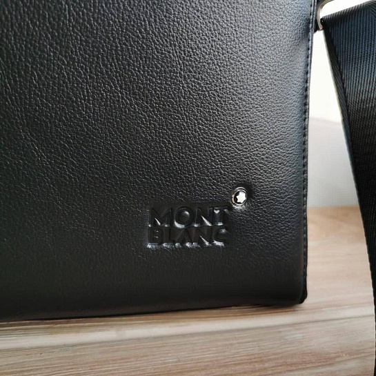 Кожаная чёрная сумка Montblanc 39x29 см