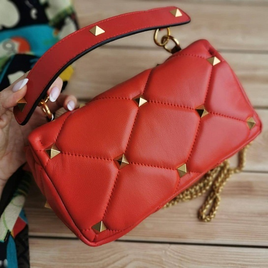 Женская сумка Valentino Roman Stud 25x14 см - Red