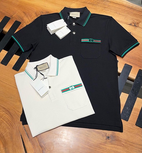 Мужское поло Gucci Interlocking G - Pearl White   