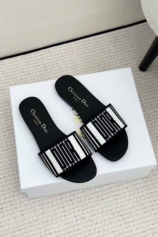 Женские чёрные шлёпанцы Dior Premium