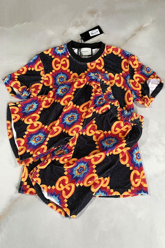 Брендовые мужские шорты Gucci GG logo all-over