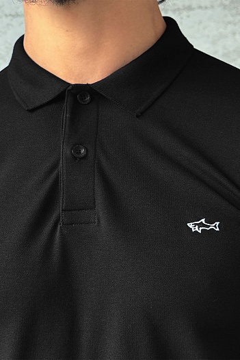 Чёрное поло Paul & Shark logo-embroidered   