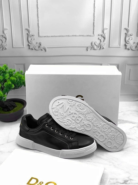 Кожаные кроссовки Dolce & Gabbana Portofino - Black / White