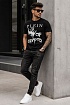 Чёрная футболка со стразами Philipp Plein king of crypto