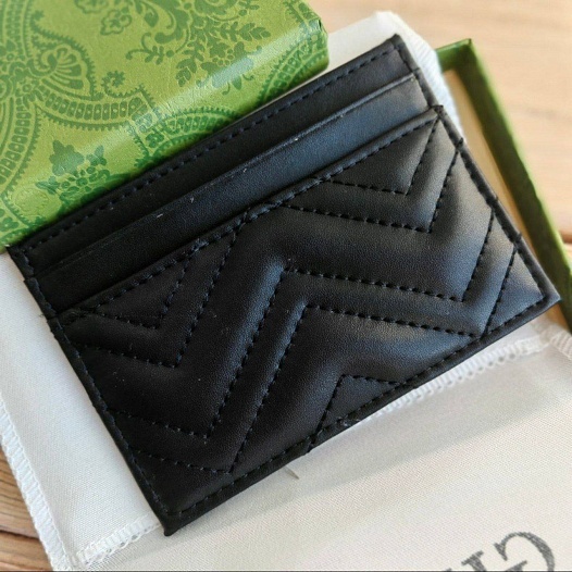 Кожаный чёрный кардхолдер Gucci GG logo-plaque 10x7 см - Black   