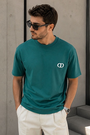 Мужская футболка Dior CD Icon - Green   