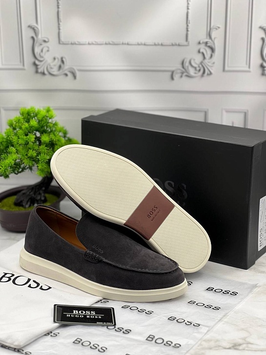 Мужские замшевые лоферы Hugo Boss Randy - Dark Grey