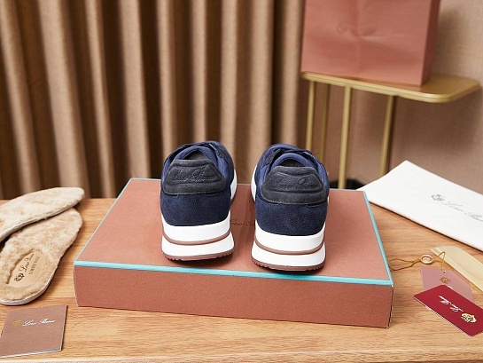 Замшевые кроссовки Loro Piana Week End Walk - Navy