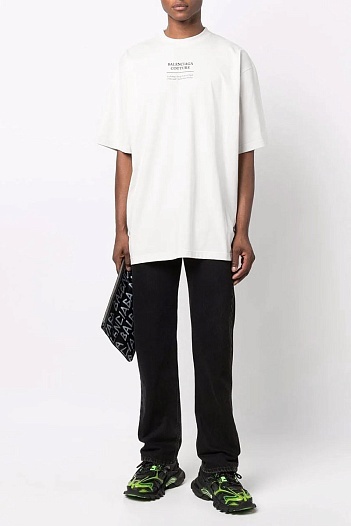 Белая оверсайз футболка Balenciaga Couture print   