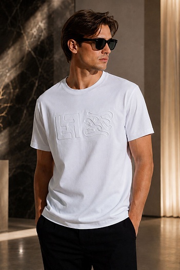 Мужская белая футболка Fendi FF pressed logo   