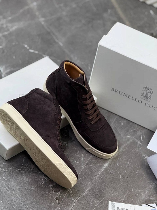 Замшевые кроссовки с меховой стелькой Brunello Cucinelli