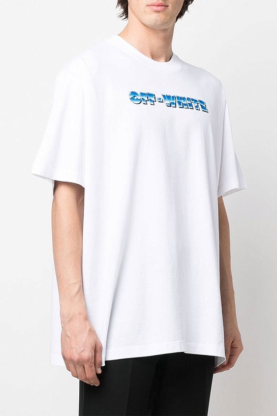 Белая оверсайз футболка Off-White Blue Metal Arrows