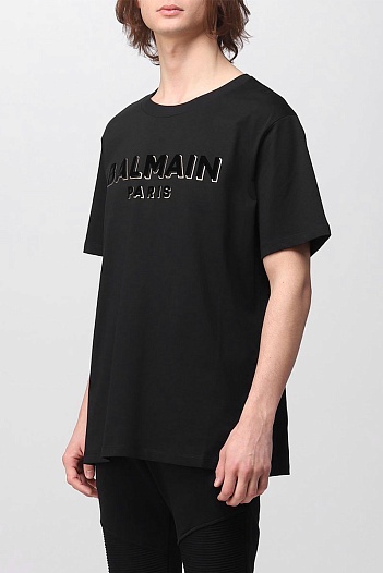 Футболка чёрного цвета Balmain Textured logo   