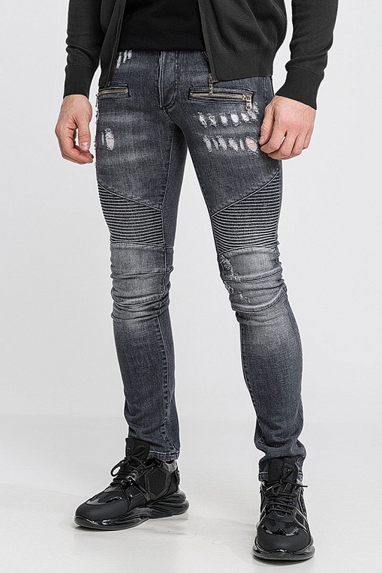 Мужские чёрные джинсы Balmain Paris Slim Fit