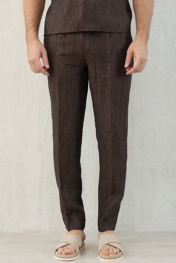 Льняные брюки Brunello Cucinelli Premium - Brown   