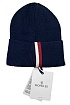 Брендовая шапка Moncler тёмно-синего цвета