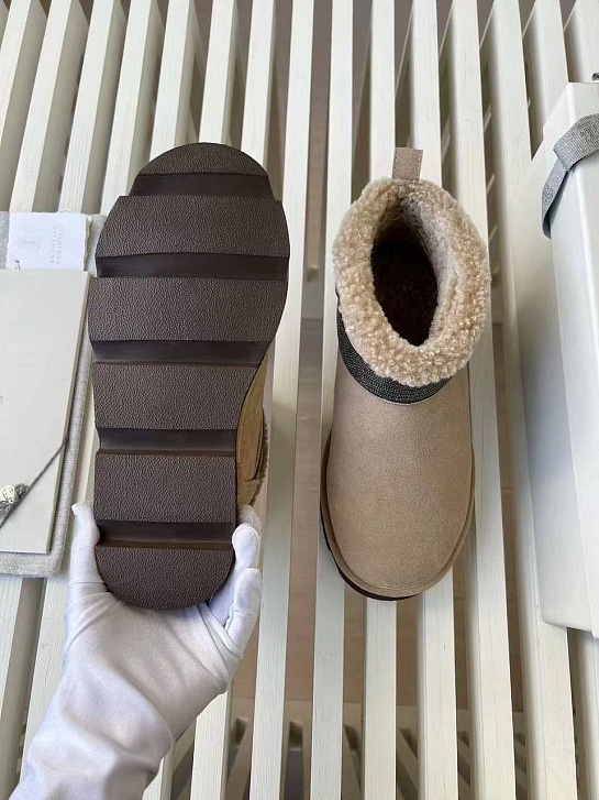 Женские замшевые угги с мехом Brunello Cucinelli Premium - Beige