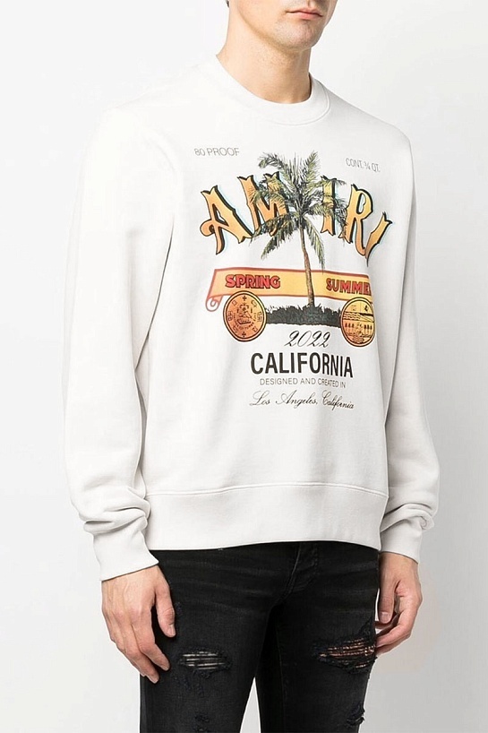 Белый мужской свитшот Amiri Rum Label logo-print