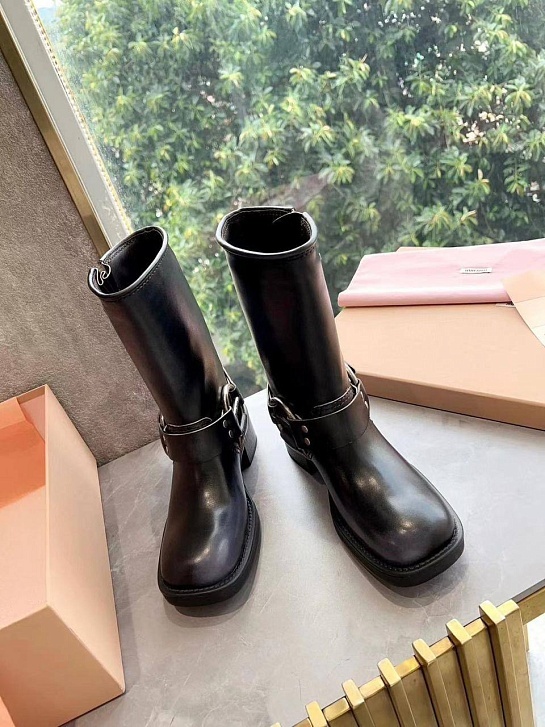 Женские кожаные сапоги MIU MIU Ankle Premium