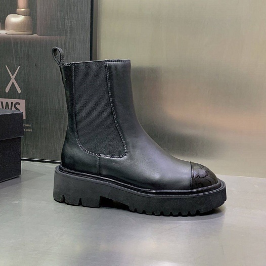 Женские кожаные сапоги Chanel Cruise premium - Black   