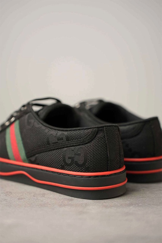 Мужские чёрные кроссовки Gucci GG Monogram
