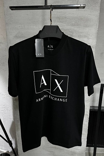 Футболка чёрного цвета Armani Exchange logo-print   